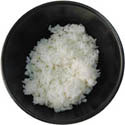 white rice in a black bowl